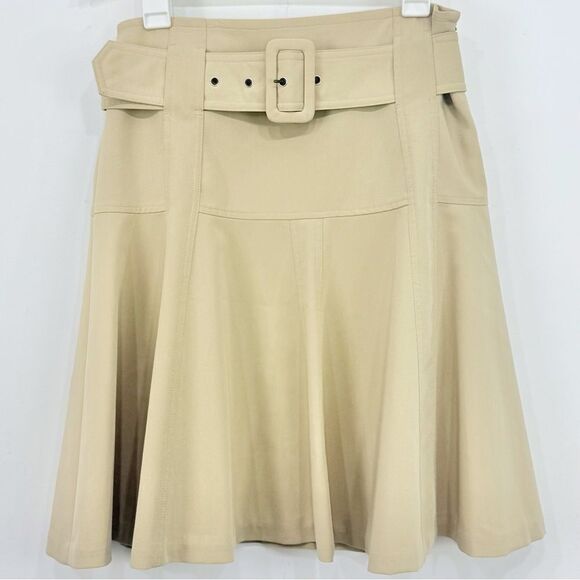 INC International Concepts Khaki Tan Belted Drop Waist A Line Mini Safari Skirt - Picture 1 of 16